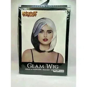 Spirit Halloween Glam Wig Black and Gray NIP